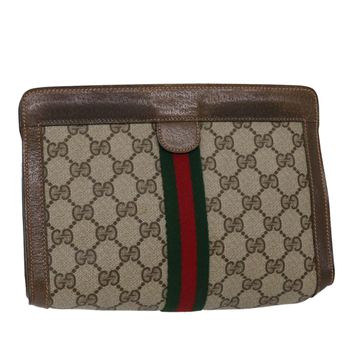 Luxury Gucci Trending 2025 GG Canvas Web Sherry Line Clutch Bag PVC Leather Beige Green