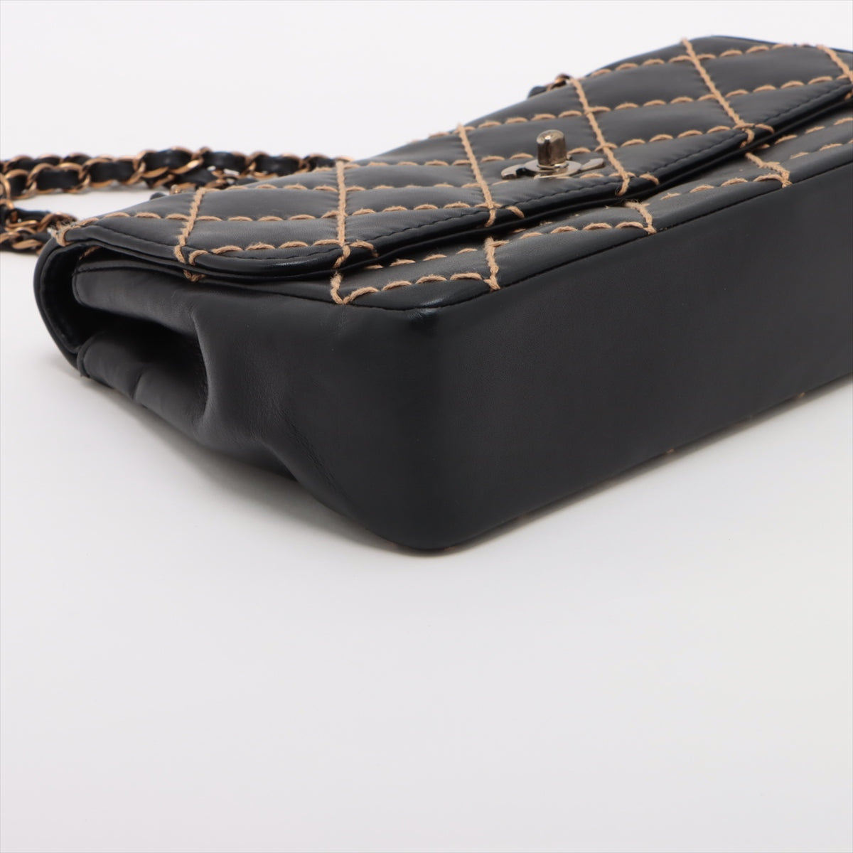 Chanel Wild Stick  Single Flap Double Chain Bag Black G  6th