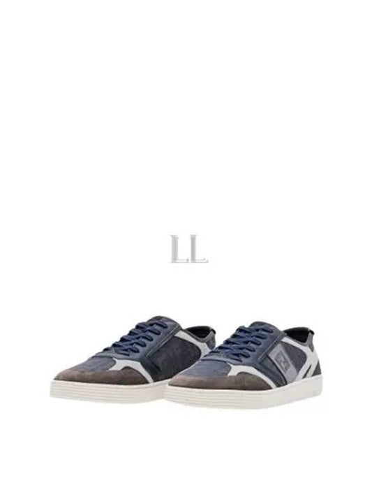 Luxury Fendi Step Leather Low Top Sneakers Blue