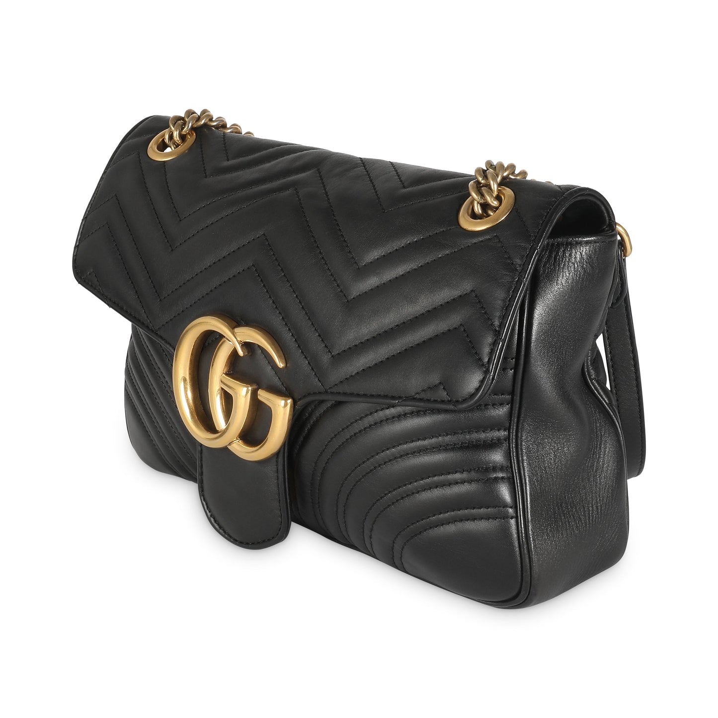 Luxury Gucci Trending 2025 Black Matelasse Calfskin Medium GG Marmont Bag