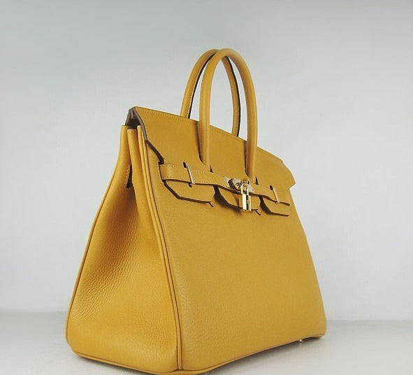 Luxury Hermes Birkin 35cm Togo Leather Handbags Yellow Golden