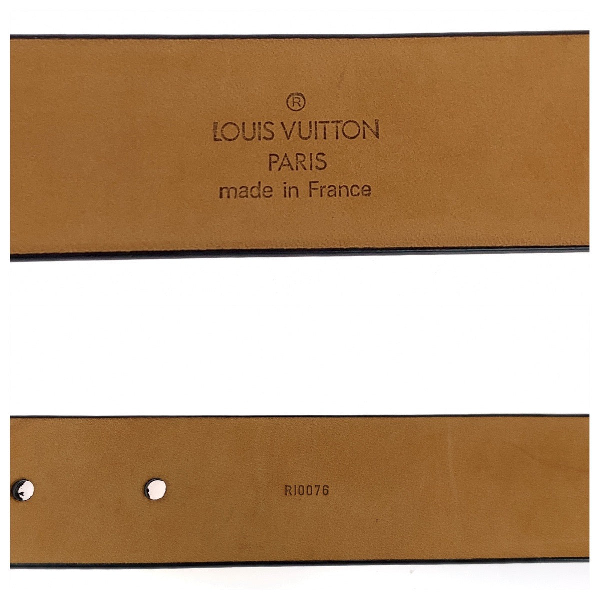 Louis Vuitton Leather Belt Black Silver Buckle