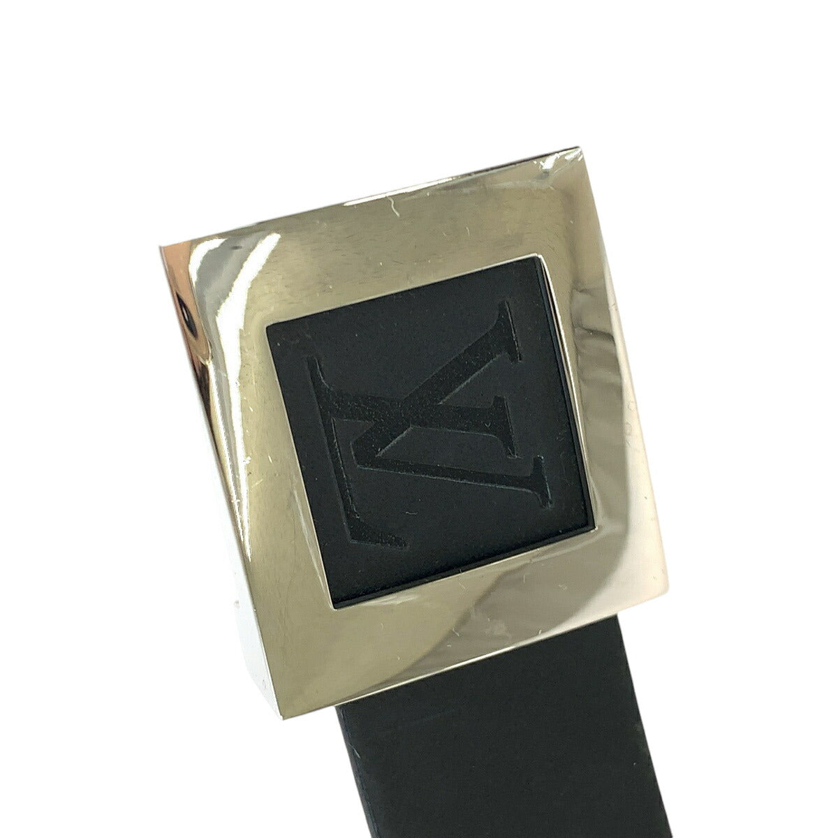 Louis Vuitton Leather Belt Black Silver Buckle