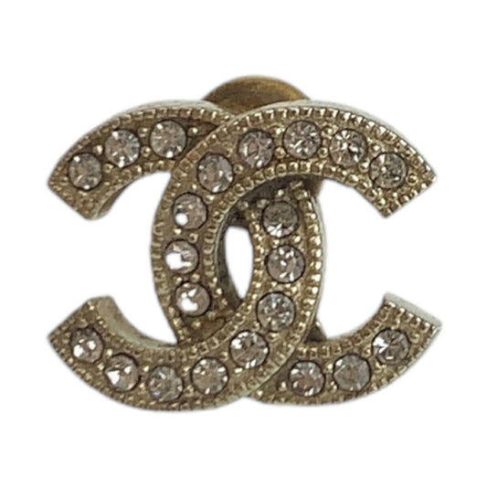Chanel Gold Metal Rhinestone Earrings