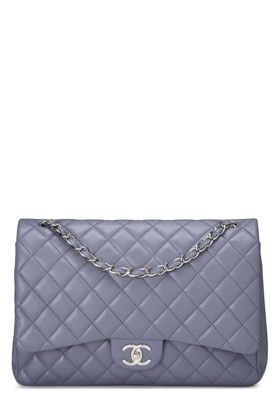 CHANEL,  Purple Quilted Lambskin New Classic Double Flap Maxi, Purple