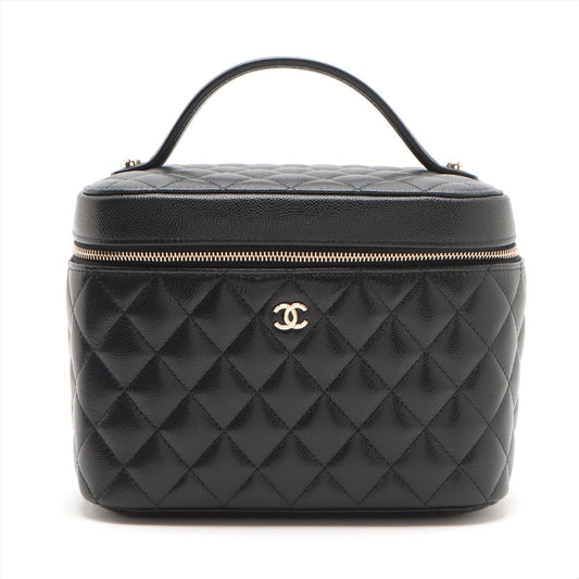 Chanel Matrasse Caviar S Vanity Bag Black G      Mirror
