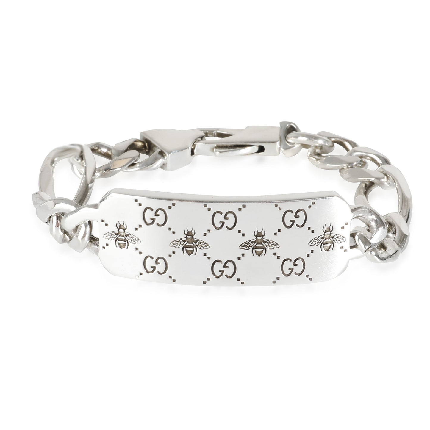 Luxury Gucci Trending 2025 GG & Bee Engraved Bracelet in Sterling Silver