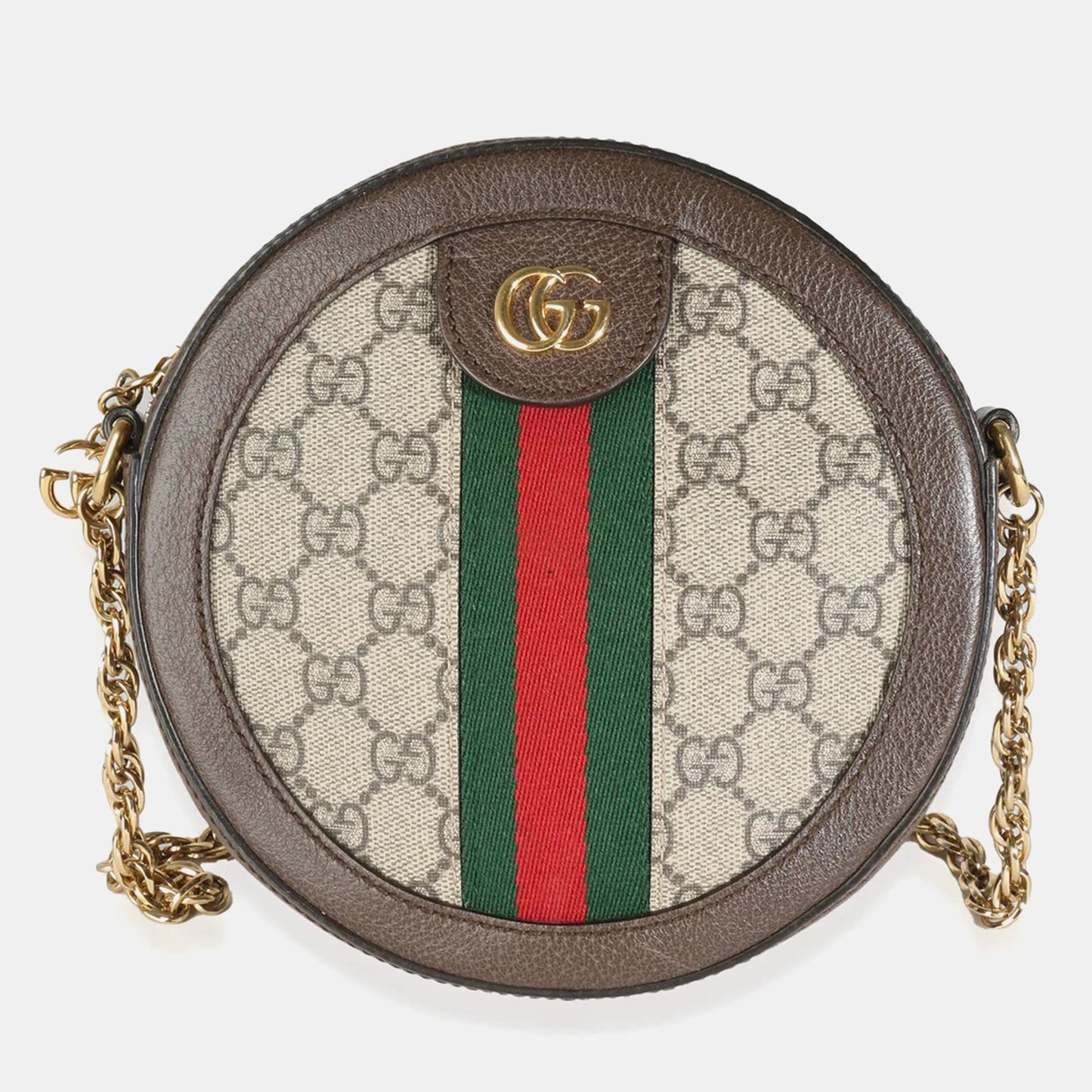 Luxury Gucci Trending 2025 Beige GG Supreme Canvas Mini Ophidia Round Shoulder Bag