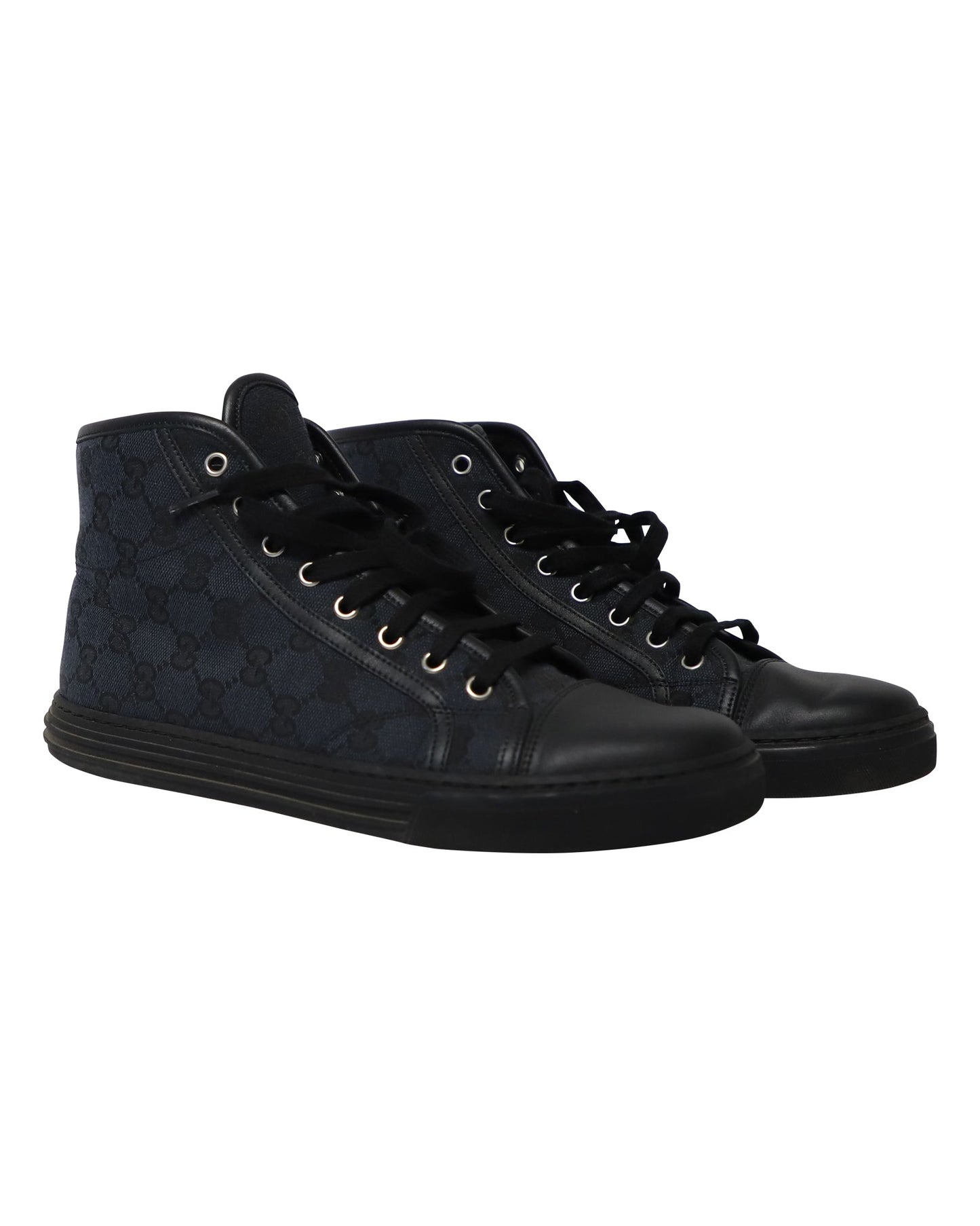 Luxury Gucci Trending 2025 GG High Cut Sneakers in Navy Blue Canvas