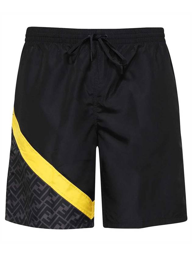 Luxury Fendi FF Logo Nylon Swim Shorts Black