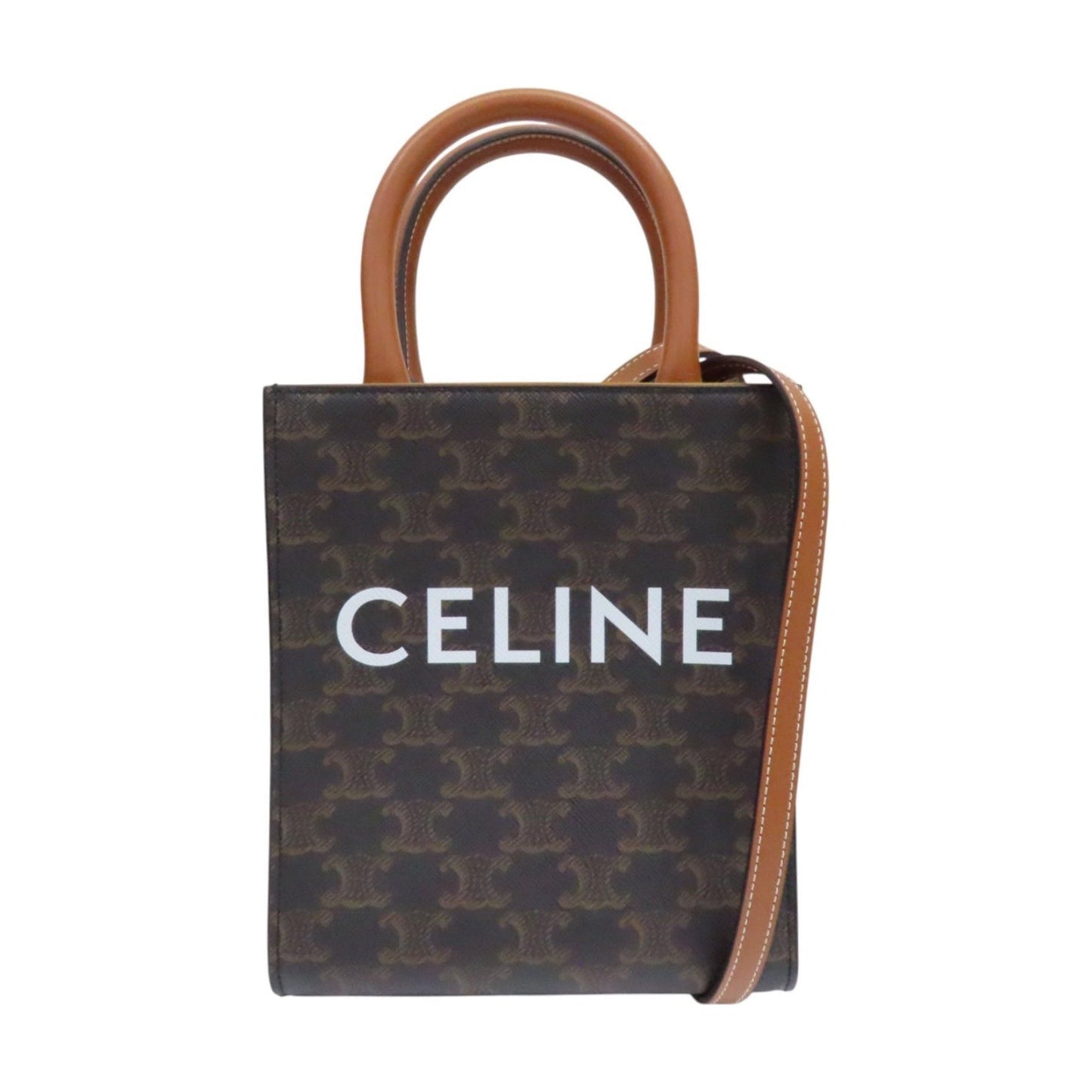 Celine Mini Vertical Cabas in Triomphe Canvas and Calfskin