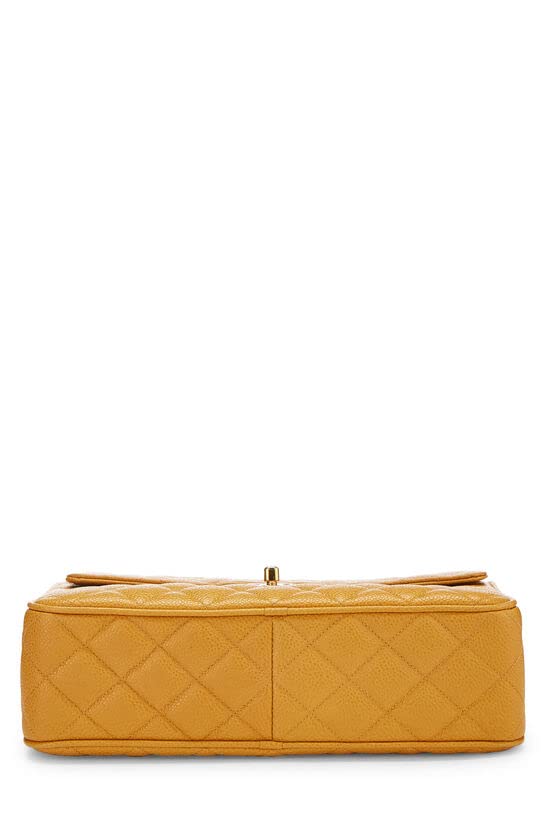CHANEL,  Yellow Quilted Caviar Pocket Camera Bag Large, Yellow