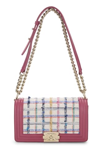 Chanel,  Pink & Multicolored Tweed Boy Bag Medium, Pink