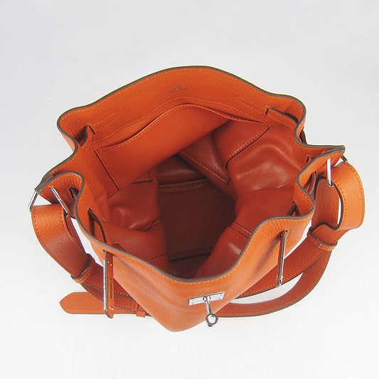 Luxury Hermes Nappa Leather Shoulder Bag H2804 orange Silver