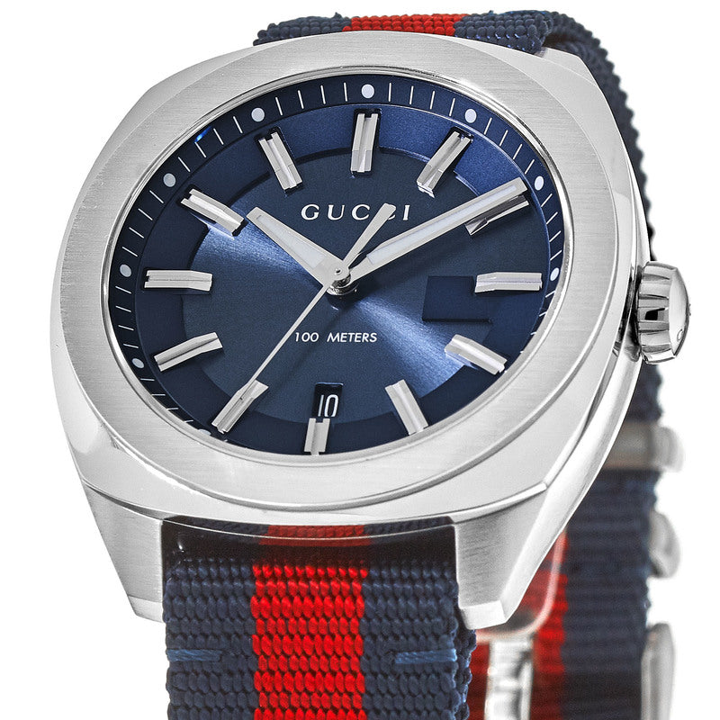 Gucci GG2570 Blue Dial Blue/Red Nylon Strap Men's Watch YA142304
