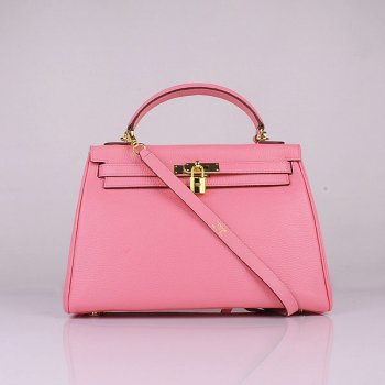 Luxury Hermes Kelly 32cm Togo Leather 6108 Cherry Pink Golden