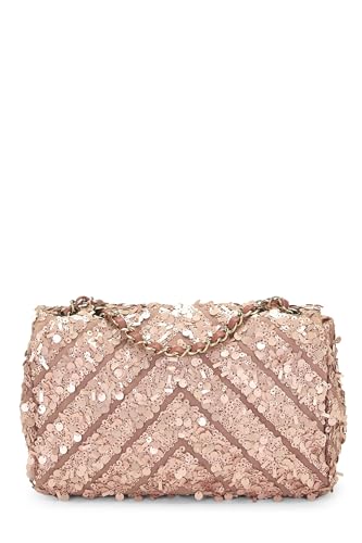 Chanel,  Pink Sequin Chevron Flap Medium, Pink