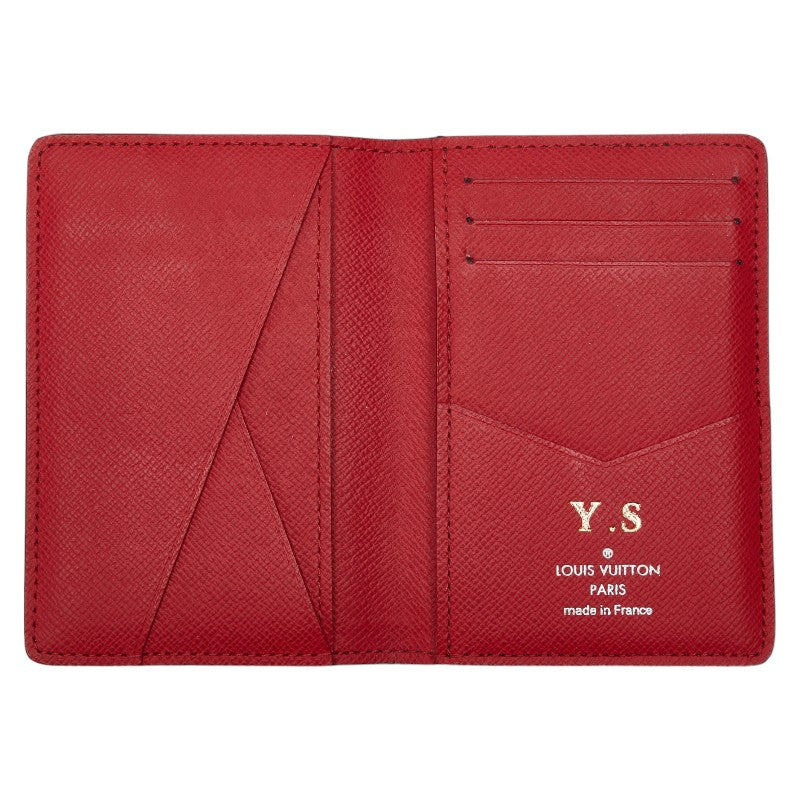 Louis Vuitton Taiga Organizer Du Posch Cardcase Passcase M63408 Blue Marine Navy Red Leather Men LOUIS VUITTON