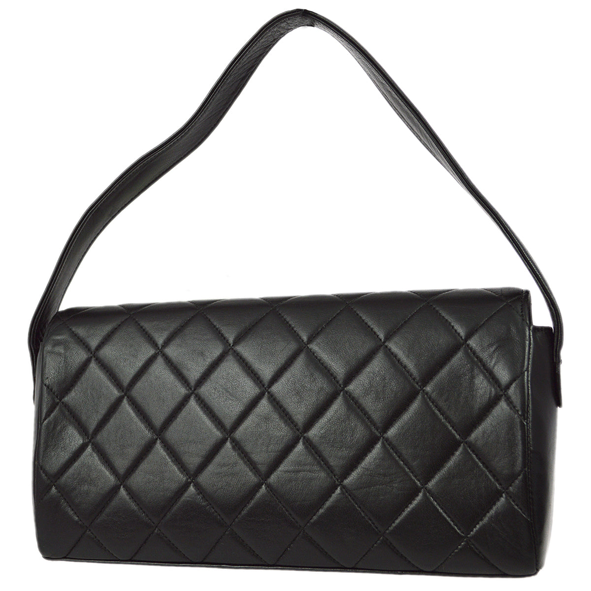 Luxury Chanel 1996-1997 Black Lambskin Flap Handbag