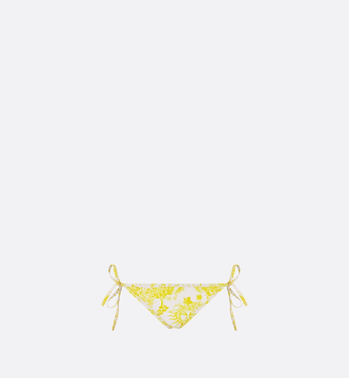 Luxury Dioriviera Bikini Bottom White And Lemon Yellow Technical Fabric With Toile De Jouy Soleil Motif