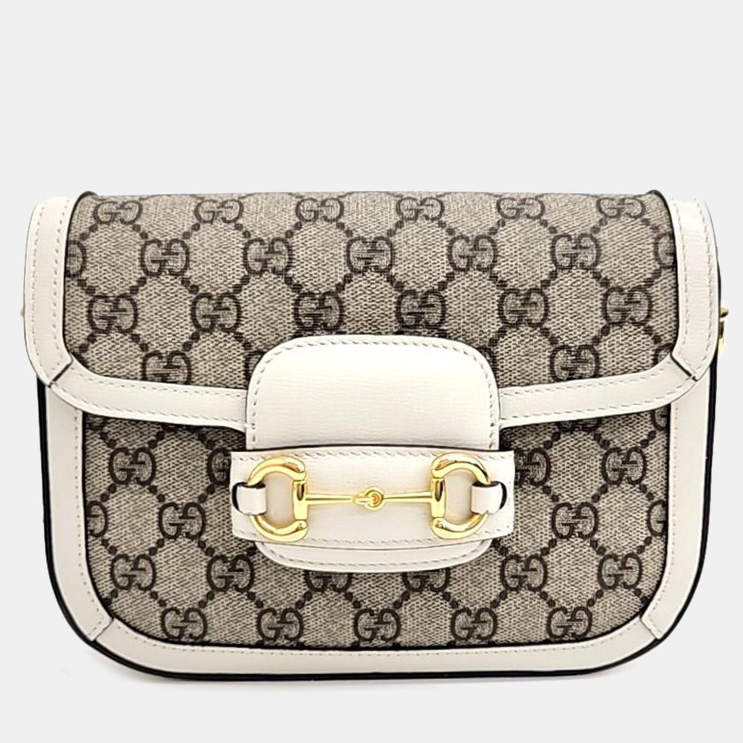 Luxury Gucci Trending 2025 Beige/Ivory GG Canvas and Leather Horsebit 1955 Mini Bag