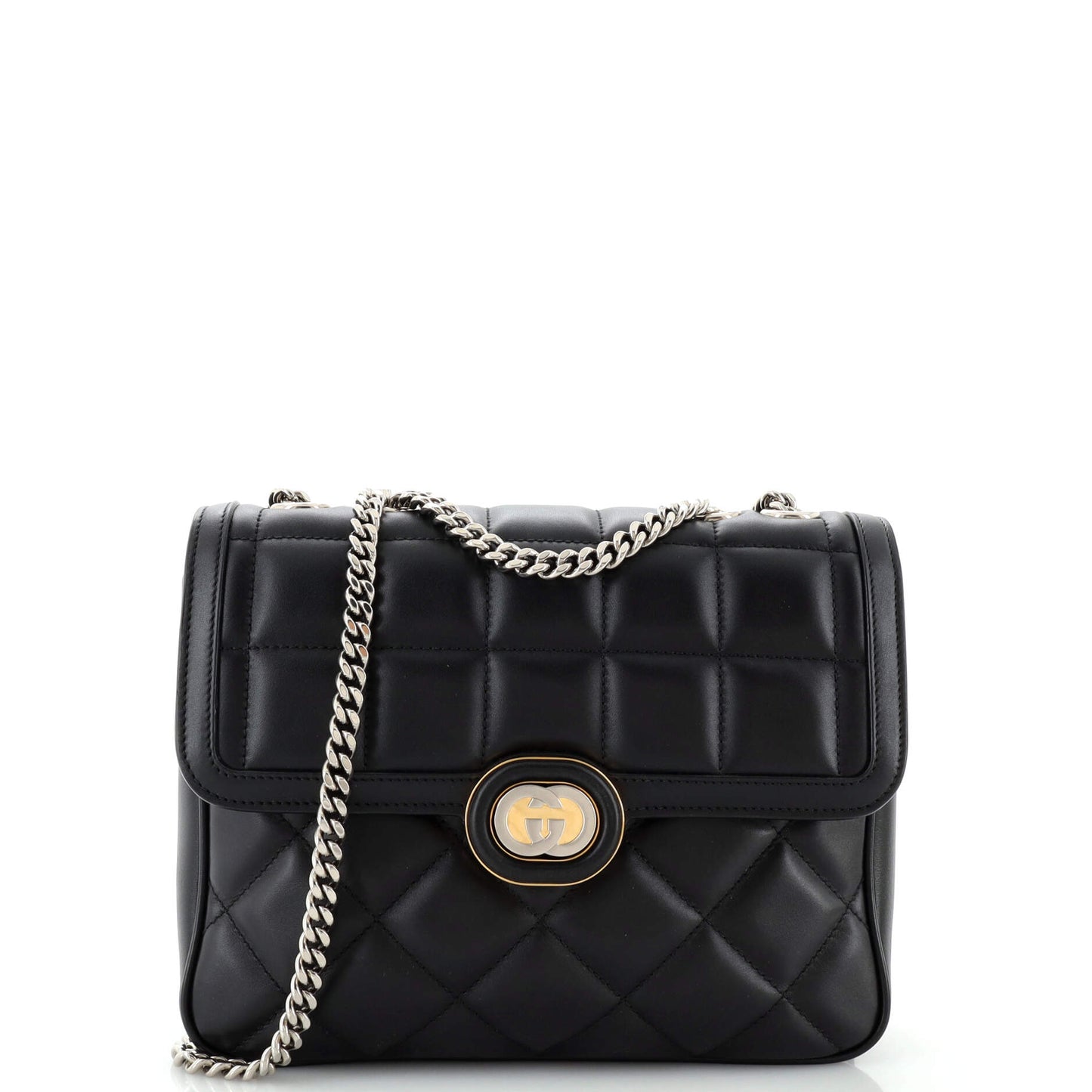 Luxury Gucci Trending 2025 Deco Chain Flap Bag Mixed Matelasse Leather Small
