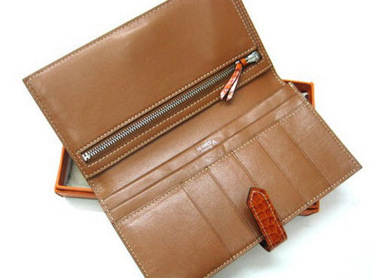 Luxury Hermes Wallet H1114 Ladies Crocodile Coffee