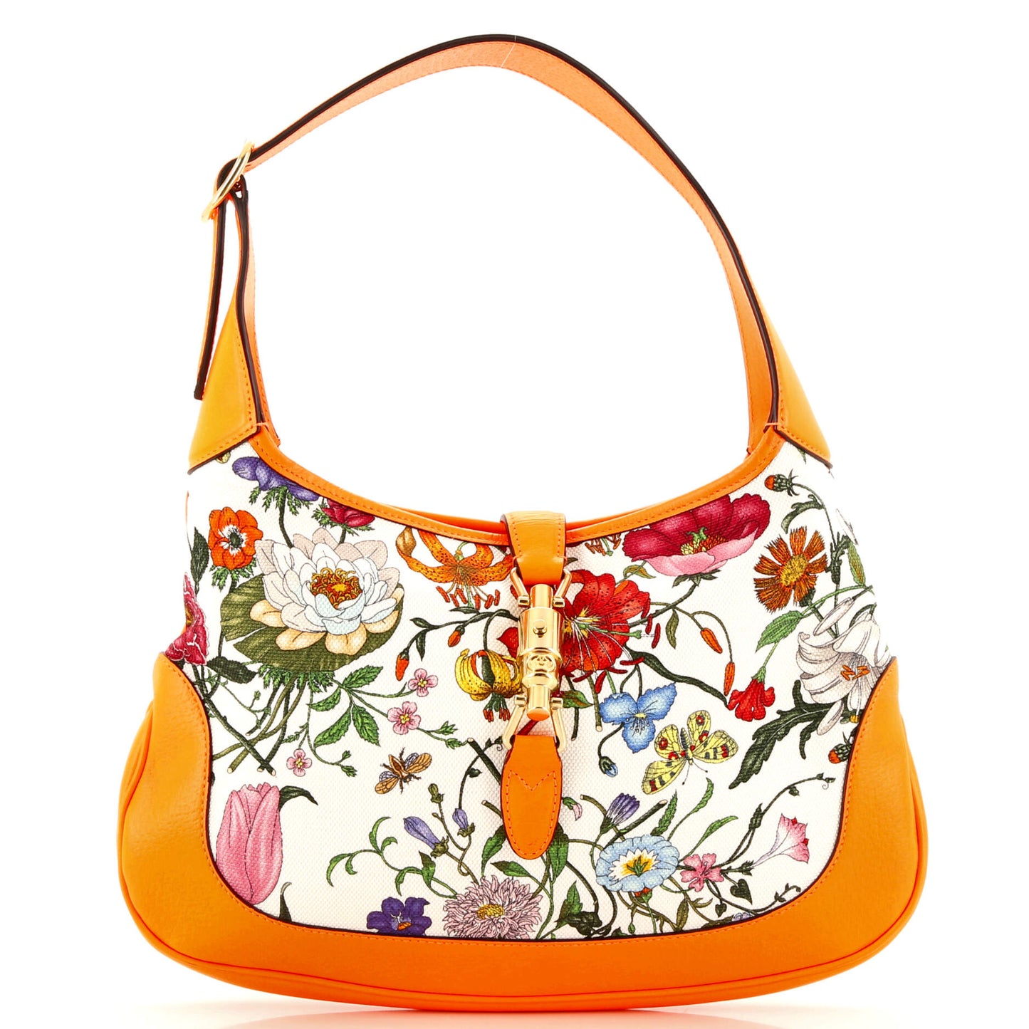 Luxury Gucci Trending 2025 Jackie Hobo Flora Canvas with Leather Medium