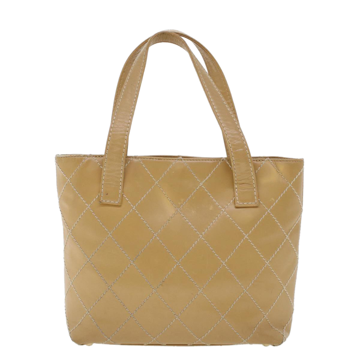 Luxury Chanel Matelasse Wild Stitch Tote Bag Leather Beige CC  43310