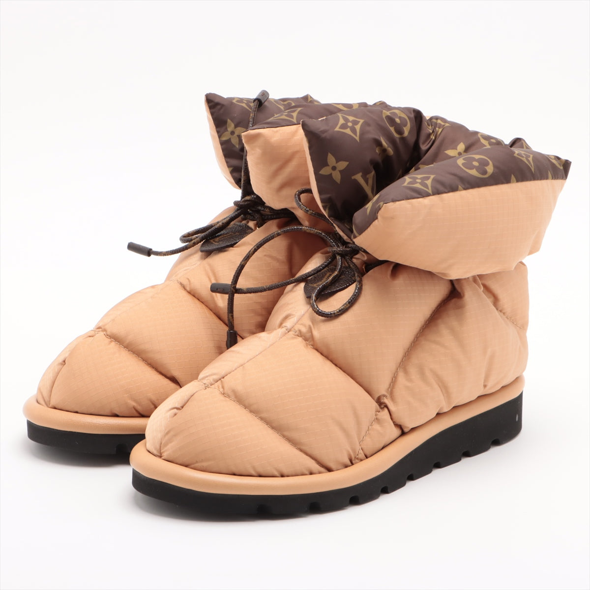 Louis Vuitton Pillowline 21 Years Nylon Boots 37  Beige SC0211 Monogram