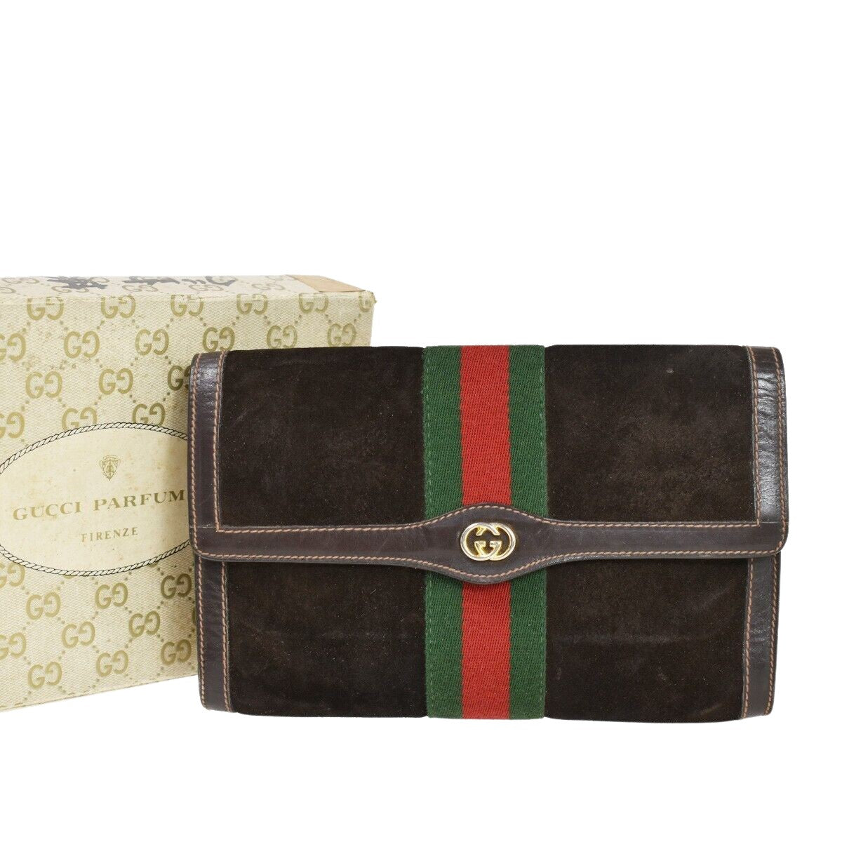 Gucci Sherry  Suede Clutch Bag ()