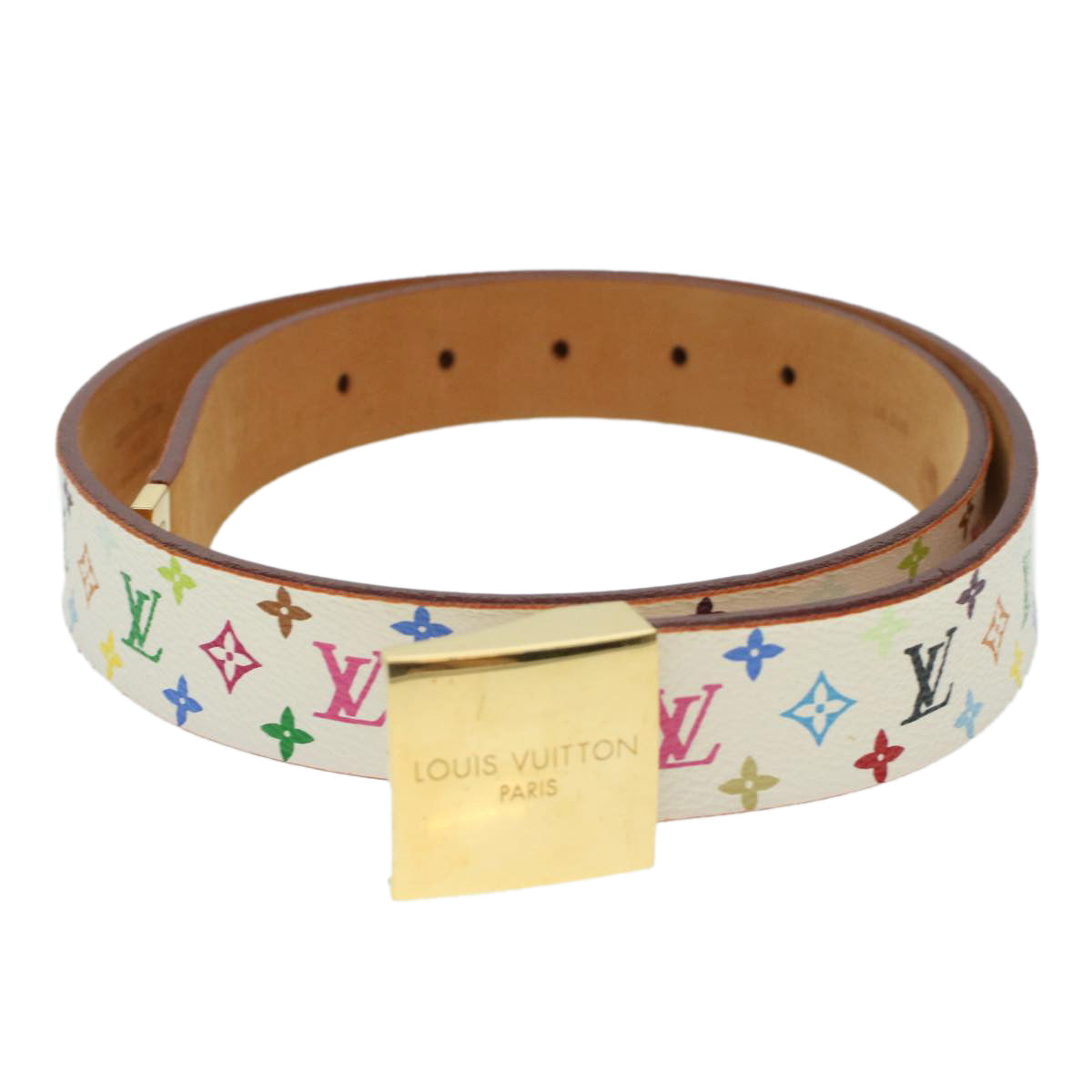 LOUIS VUITTON Monogram Multicolor Ceinture Carre Belt White M9270U LV 43437