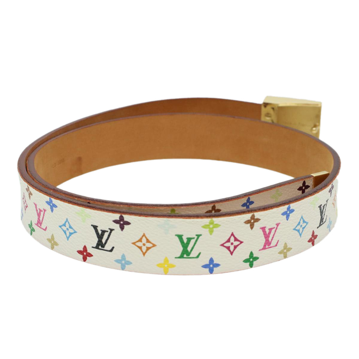 LOUIS VUITTON Monogram Multicolor Ceinture Carre Belt White M9270U LV 43437