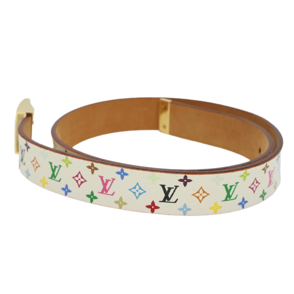 LOUIS VUITTON Monogram Multicolor Ceinture Carre Belt White M9270U LV 43437