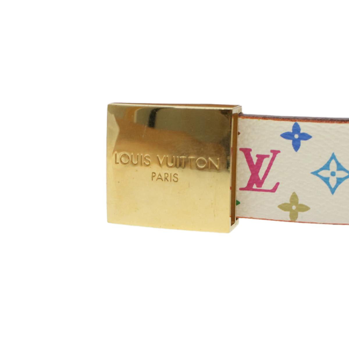 LOUIS VUITTON Monogram Multicolor Ceinture Carre Belt White M9270U LV 43437