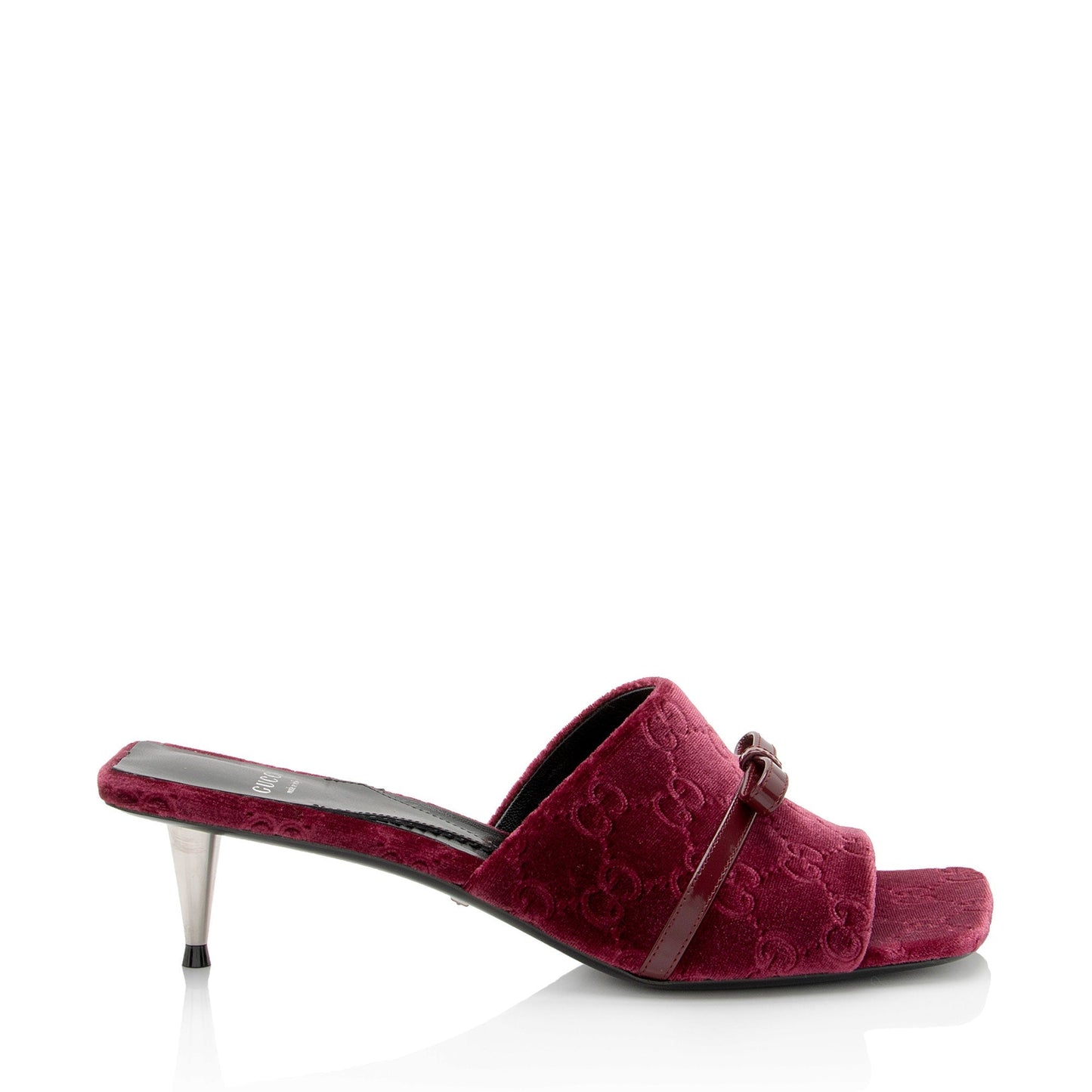 Gucci GG Velvet Bow Slide Sandals
