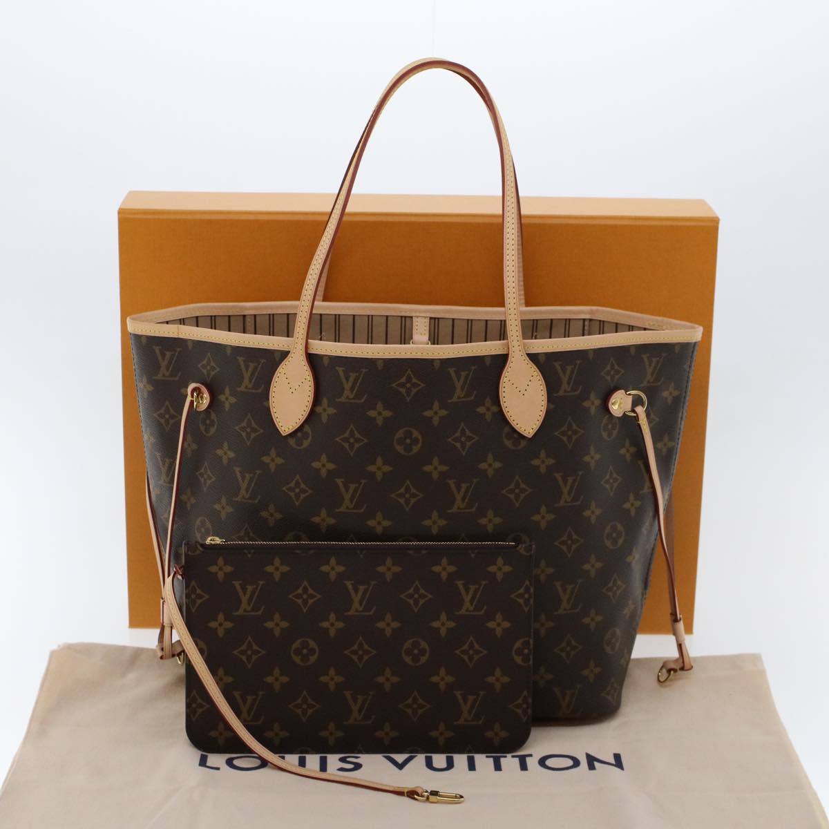 LOUIS VUITTON Monogram Neverfull MM Tote Bag M40156 LV 43554A