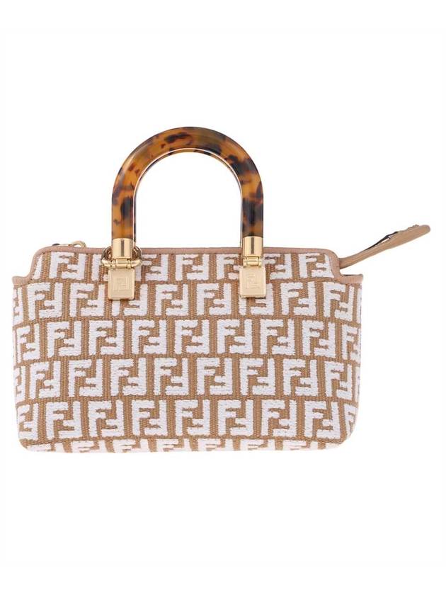 Luxury Fendi By The Way Mini Raffia Boston Tote Bag Beige