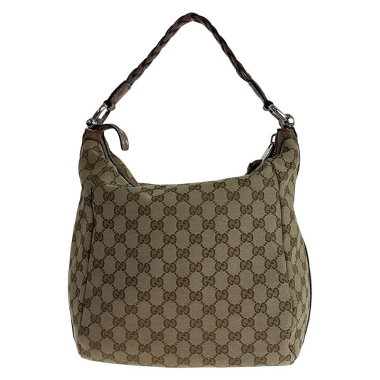 Luxury Gucci Trending 2025 Bamboo GG Canvas Leather Shoulder Bag
