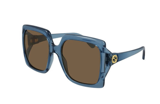 GUCCI Sunglasses GG0876S 004, Blue Crystal Brown Lens, For Women, Gucci Eyewear