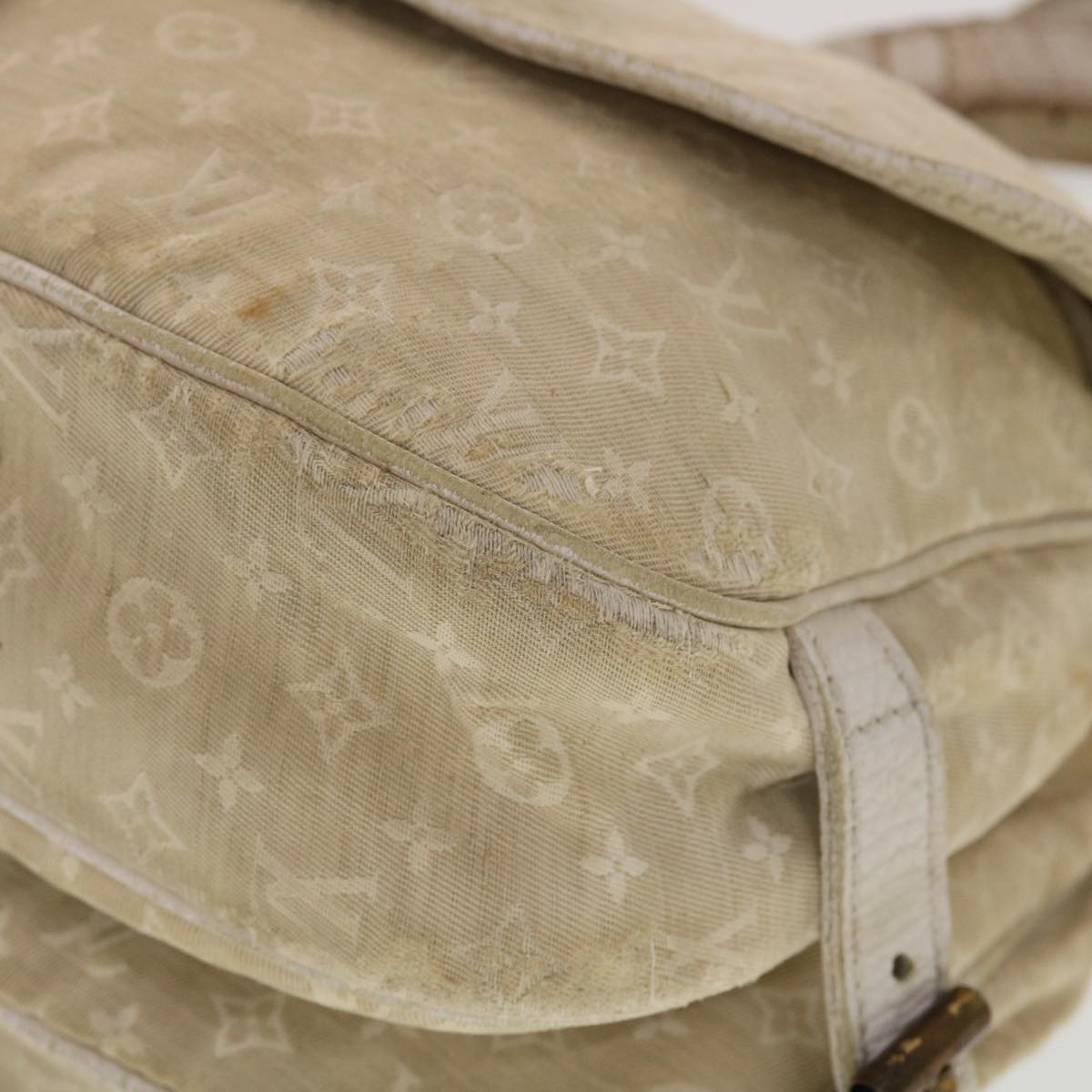 LOUIS VUITTON Monogram Mini Lin Saumur PM Shoulder Bag Ivory M95314 44195