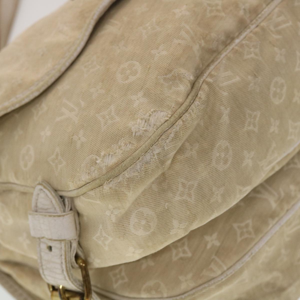 LOUIS VUITTON Monogram Mini Lin Saumur PM Shoulder Bag Ivory M95314 44195