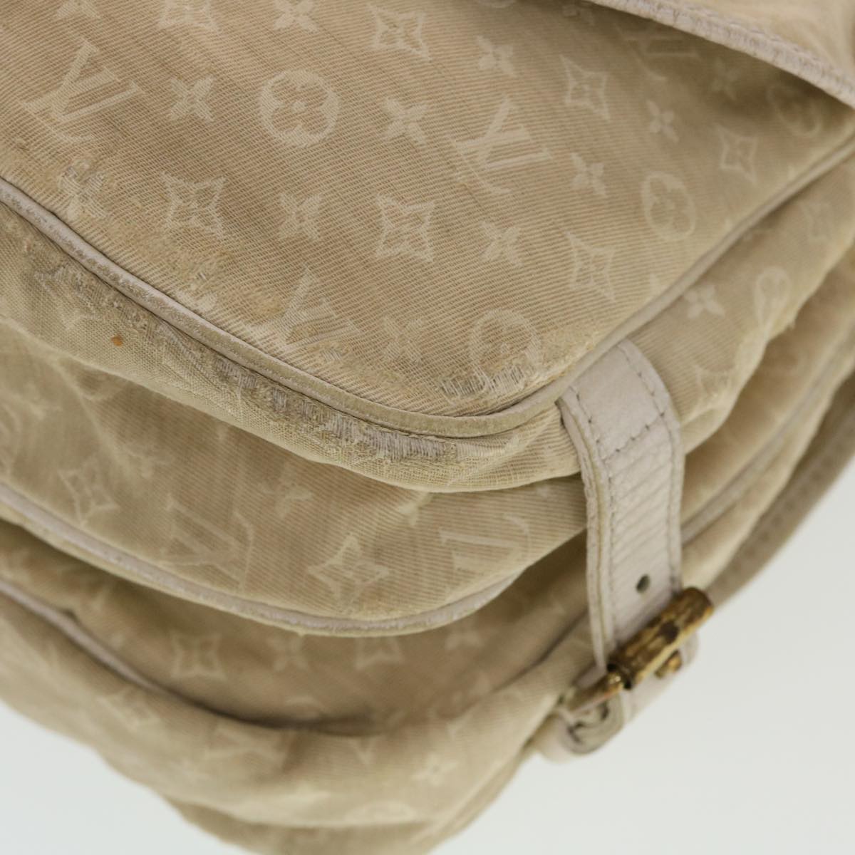 LOUIS VUITTON Monogram Mini Lin Saumur PM Shoulder Bag Ivory M95314 44195