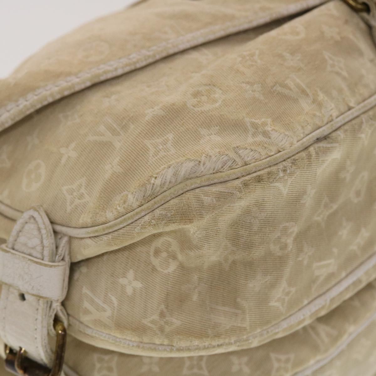 LOUIS VUITTON Monogram Mini Lin Saumur PM Shoulder Bag Ivory M95314 44195