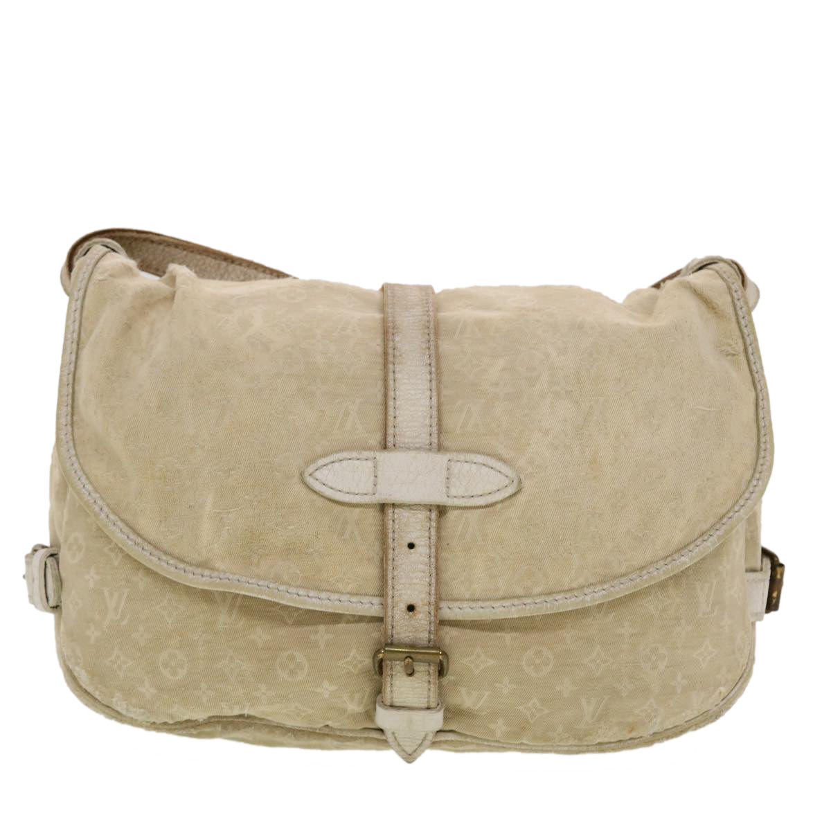 LOUIS VUITTON Monogram Mini Lin Saumur PM Shoulder Bag Ivory M95314 44195