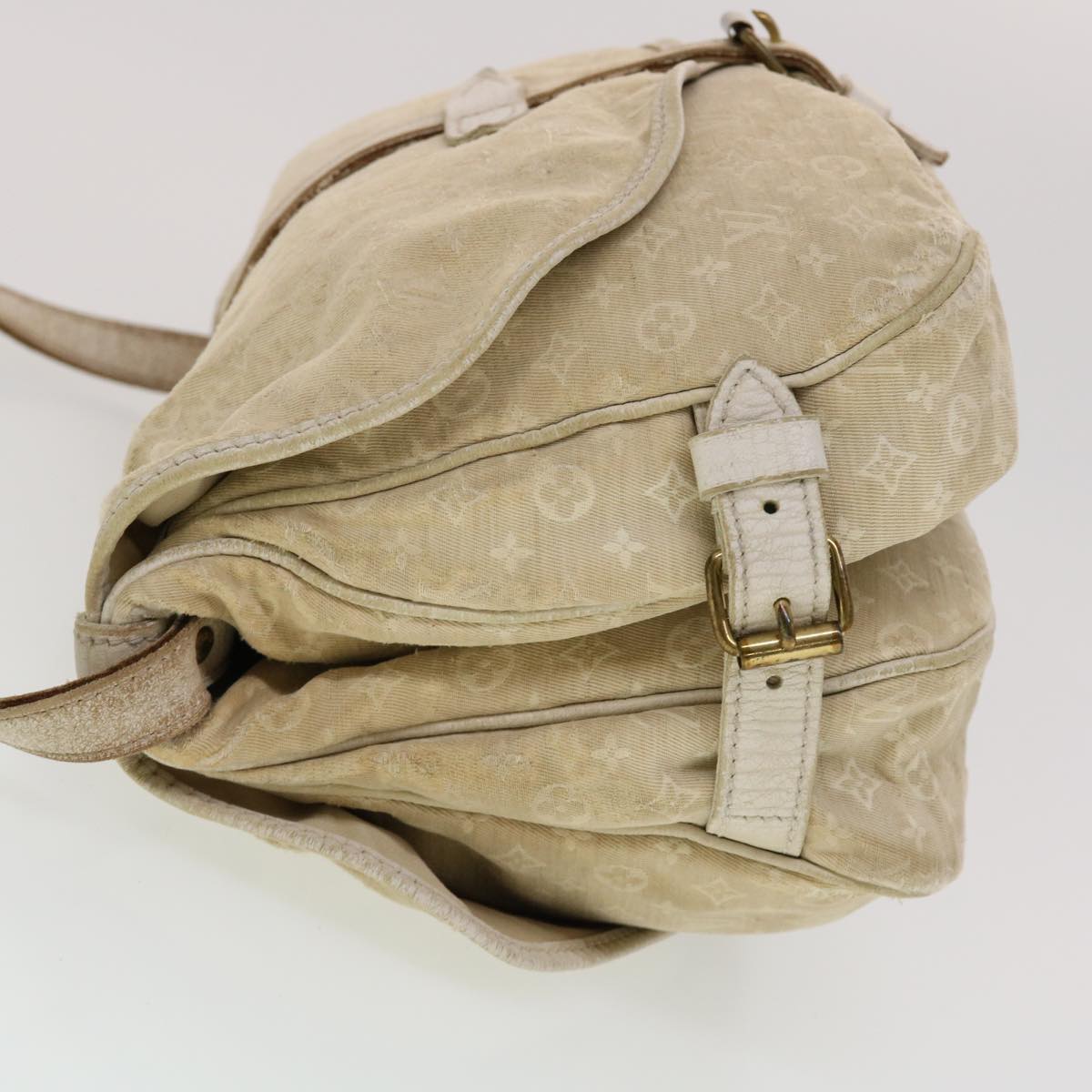 LOUIS VUITTON Monogram Mini Lin Saumur PM Shoulder Bag Ivory M95314 44195