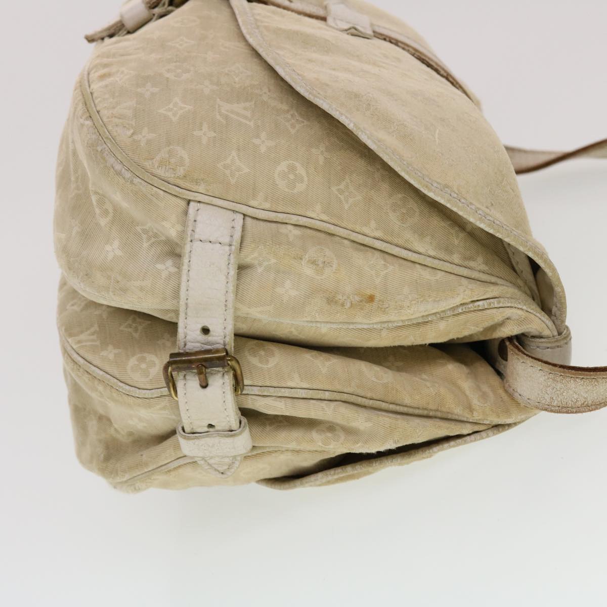 LOUIS VUITTON Monogram Mini Lin Saumur PM Shoulder Bag Ivory M95314 44195