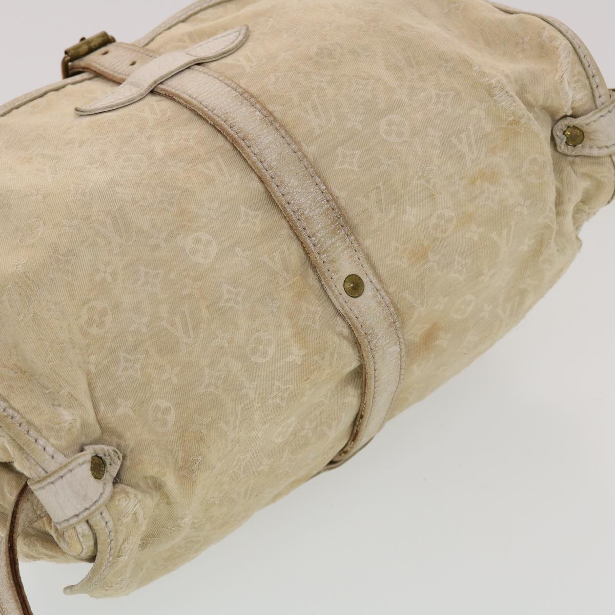 LOUIS VUITTON Monogram Mini Lin Saumur PM Shoulder Bag Ivory M95314 44195