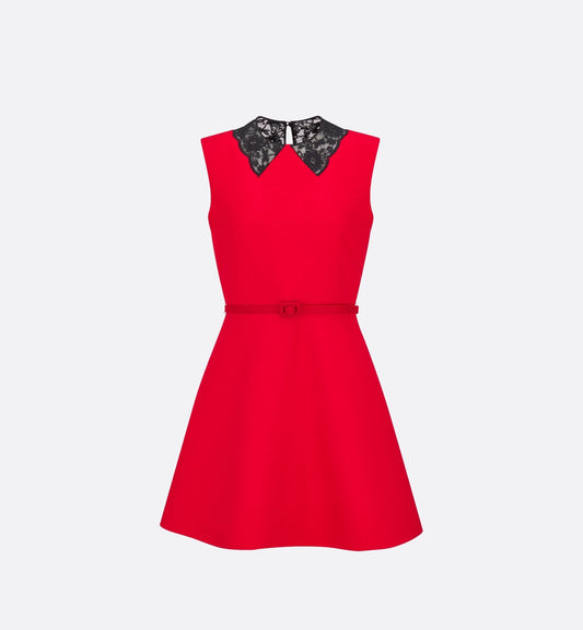 Luxury Dioramour Short Dress Red Lightweight Wool And Silk