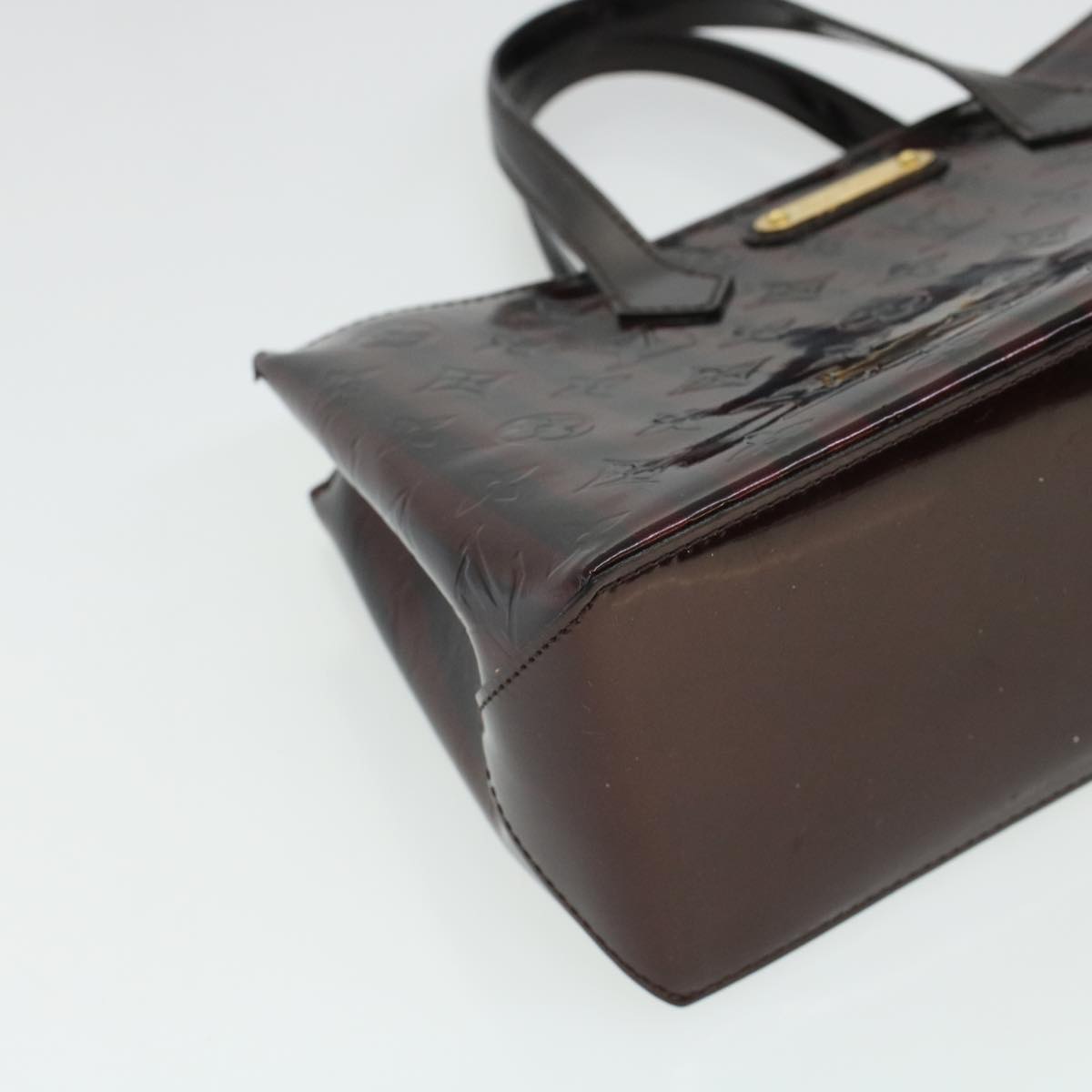 LOUIS VUITTON Vernis Rayure Wilshire PM Hand Bag Black Wine Red M91701 LV 44211